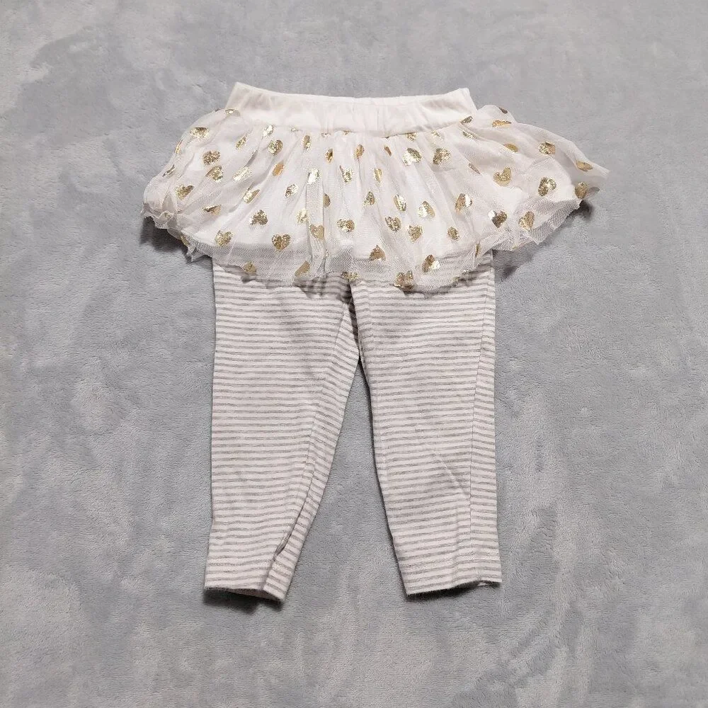 Carter's 9M Tutu Legging Gold Heart Polka Dot with Striped Pant One Piece